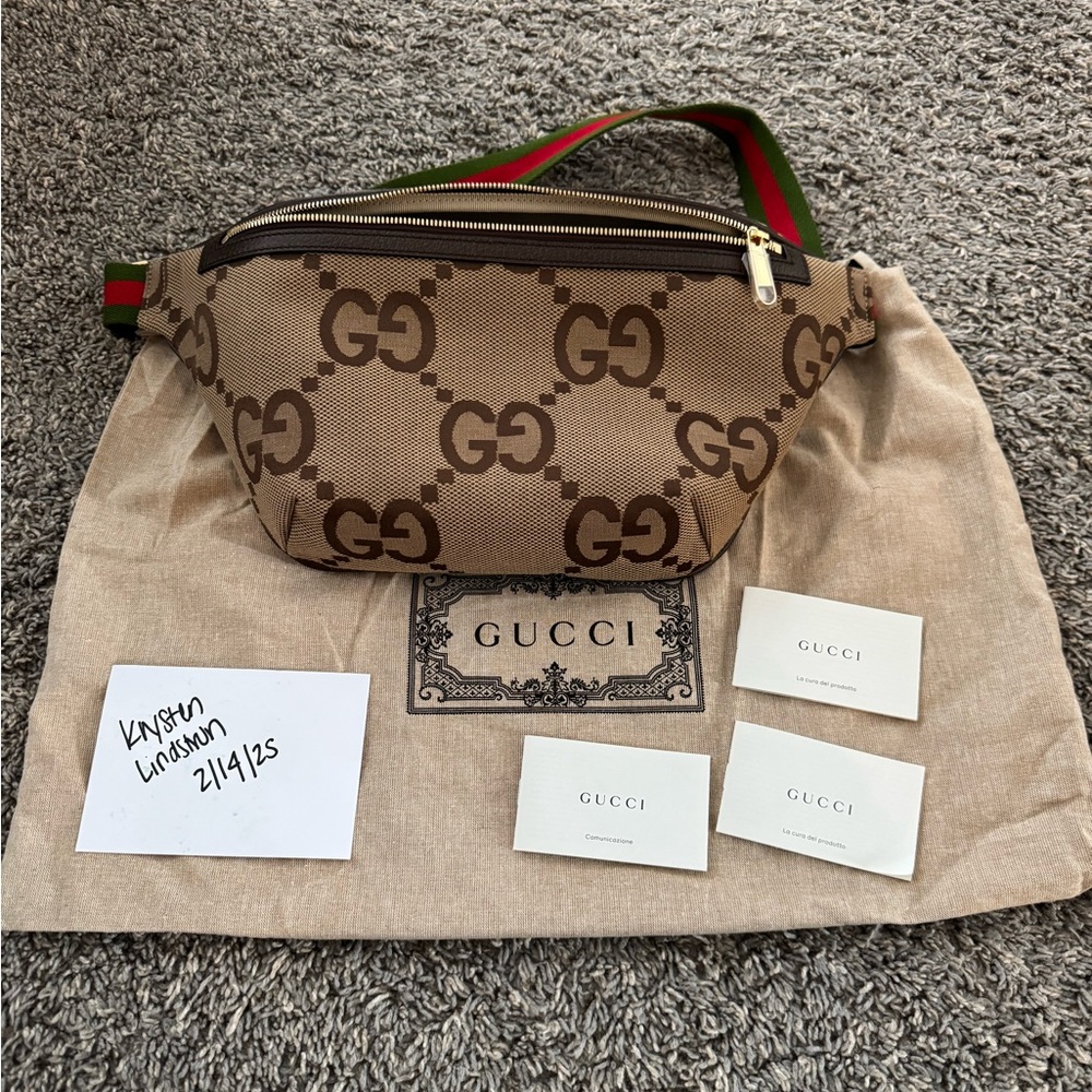 Gucci Beige Canvas Bag with Brown Accents